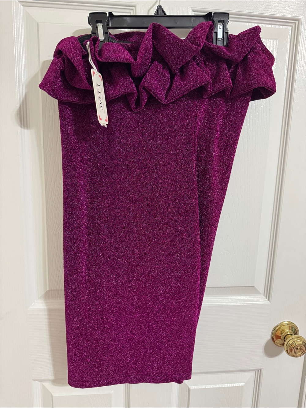 Sparkling Plum Ruffle Pencil Skirt